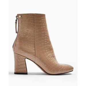 Topshop Belize Bootie Nude Croc 8.5